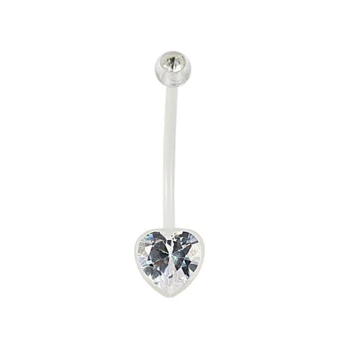 BioFlex Base Heart Jewelled Navel Ring - Monster Piercing