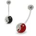 Jewelled Yin & Yang BioFlex &Crystal Ferido Ball Top Belly Ring - Monster Piercing