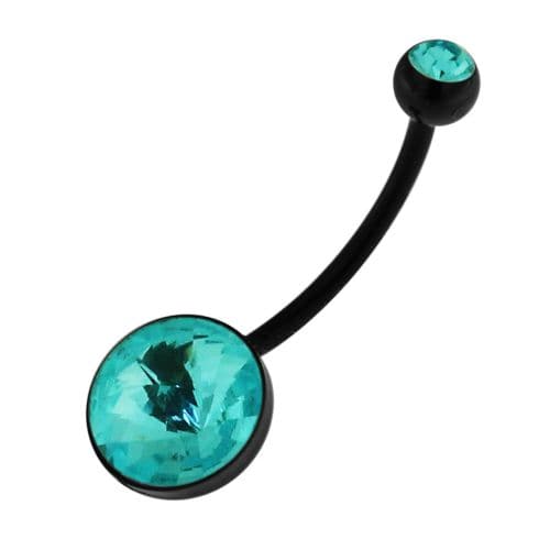 Black BioFlex Base Jewelled Navel Ring - Monster Piercing