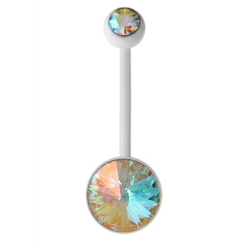 Milk White BioFlex base Jeweled Belly Ring - Monster Piercing