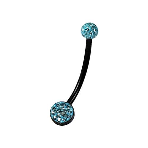 Black BioFlex with Crystal Ferido Top Ball Belly Ring - Monster Piercing