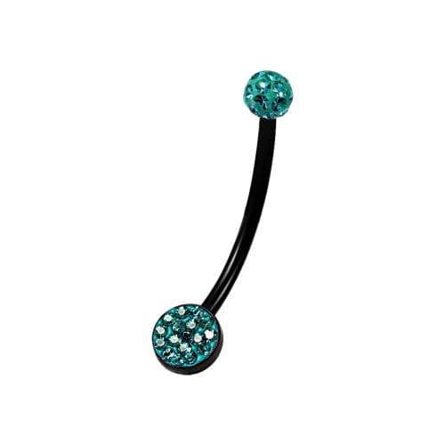 Black BioFlex with Crystal Ferido Top Ball Belly Ring - Monster Piercing