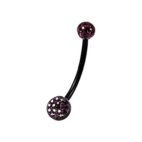 Black BioFlex with Crystal Ferido Top Ball Belly Ring - Monster Piercing