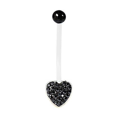 Heart Bio Flex with Multi Crystal Stone Top Ball Belly Ring - Monster Piercing