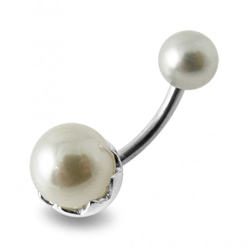 Pearl Spinal Belly Button Ring - Monster Piercing