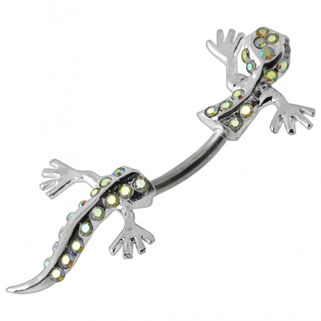 Jewelled Gecko Spinal Belly Button Ring - Monster Piercing