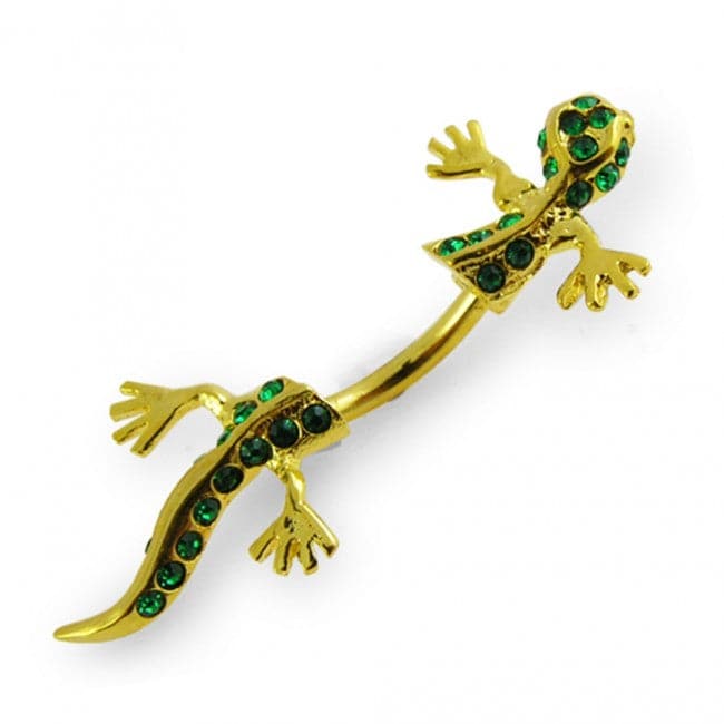 Jewelled Gecko Spinal Belly Button Ring - Monster Piercing