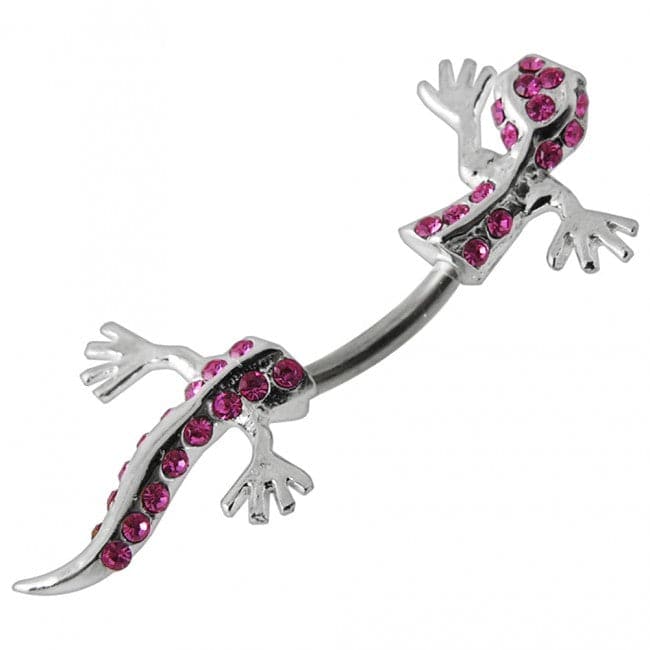 Jewelled Gecko Spinal Belly Button Ring - Monster Piercing