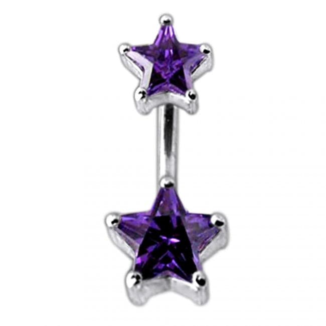 Jewelled Star Studded Spinal Belly Button Ring - Monster Piercing