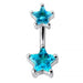 Jewelled Star Studded Spinal Belly Button Ring - Monster Piercing