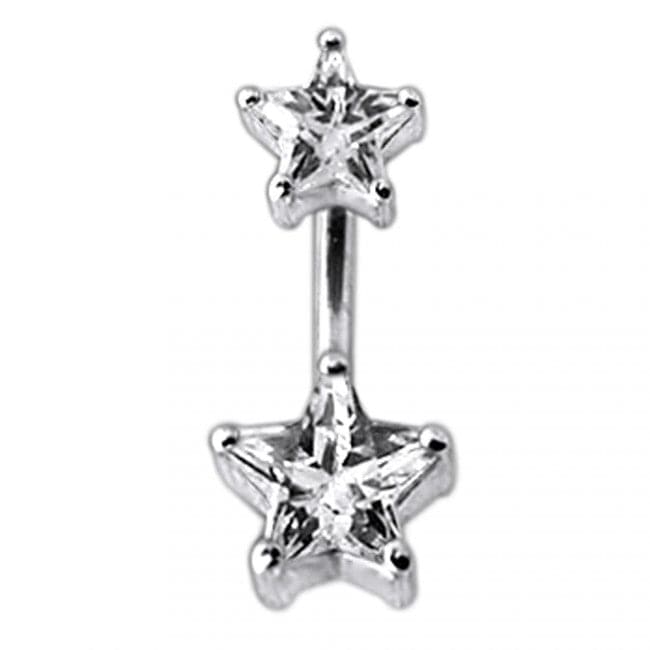 Jewelled Star Studded Spinal Belly Button Ring - Monster Piercing