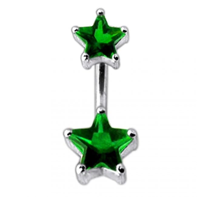 Jewelled Star Studded Spinal Belly Button Ring - Monster Piercing