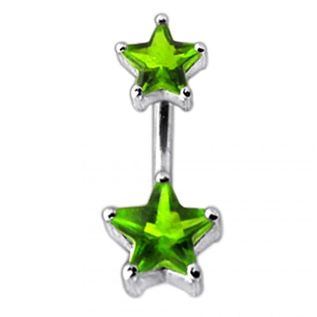 Jewelled Star Studded Spinal Belly Button Ring - Monster Piercing