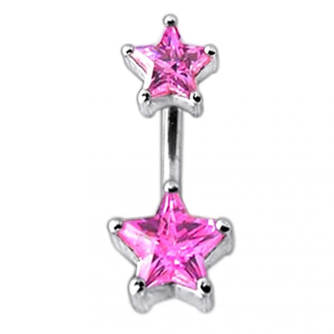 Jewelled Star Studded Spinal Belly Button Ring - Monster Piercing