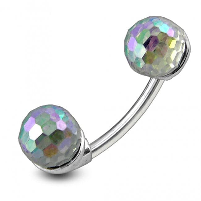 Crystal Balls Spinal Belly Button Ring - Monster Piercing