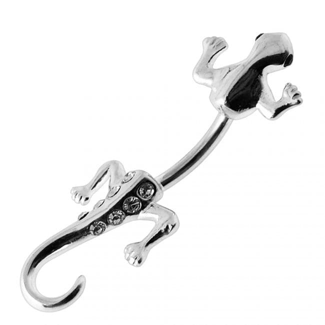 Jewelled Lizard & Tail Spinal Belly Button Ring - Monster Piercing