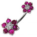 Jewelled Flower Pair Spinal Belly Button Ring - Monster Piercing