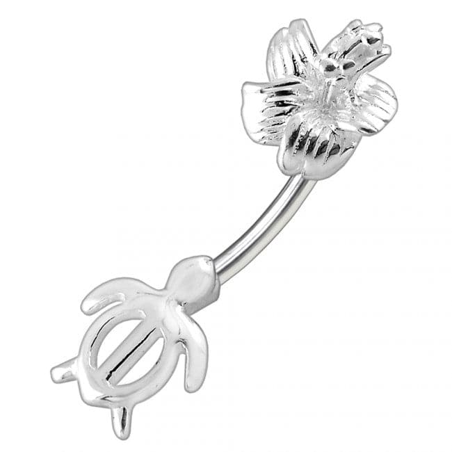 Hibiscus Flower & Turtles Spinal Ring - Monster Piercing