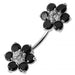 Jewelled Twin Flowers Spinal Belly Button Ring - Monster Piercing