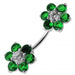 Jewelled Twin Flowers Spinal Belly Button Ring - Monster Piercing