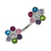 Jewelled Twin Flowers Spinal Belly Button Ring - Monster Piercing