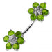 Jewelled Twin Flowers Spinal Belly Button Ring - Monster Piercing