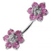 Jewelled Twin Flowers Spinal Belly Button Ring - Monster Piercing