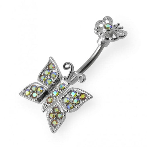 Jewelled Butterflies Spinal Belly Button Ring - Monster Piercing