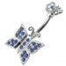 Jewelled Butterflies Spinal Belly Button Ring - Monster Piercing