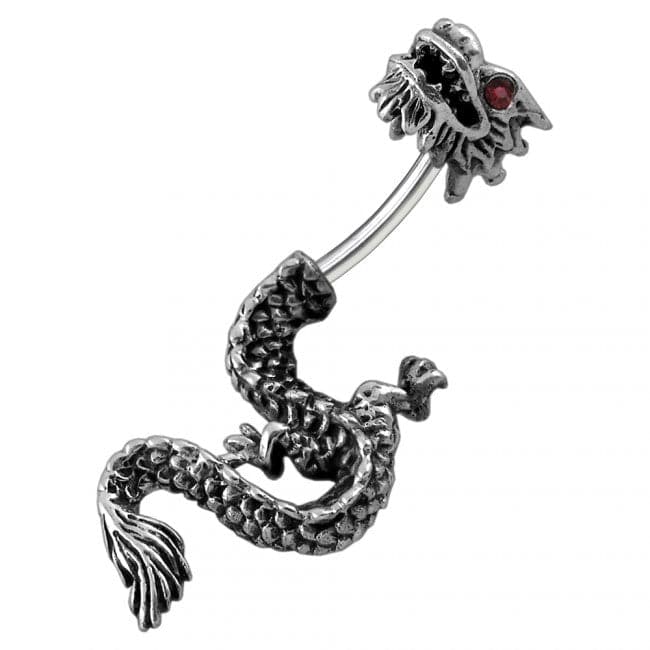 Red Eye Dragon Spinal Belly Ring - Monster Piercing