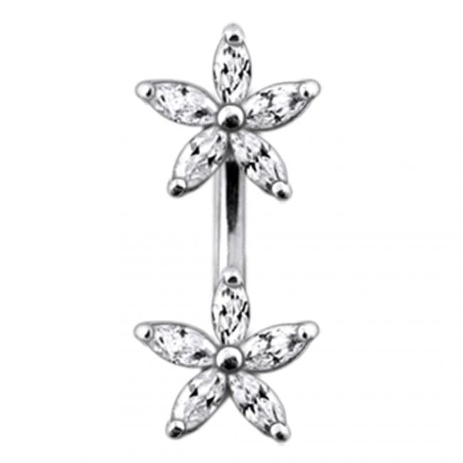 Jewelled Daisies Spinal Belly Button Ring - Monster Piercing