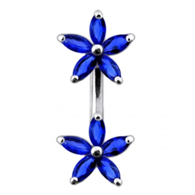 Jewelled Daisies Spinal Belly Button Ring - Monster Piercing