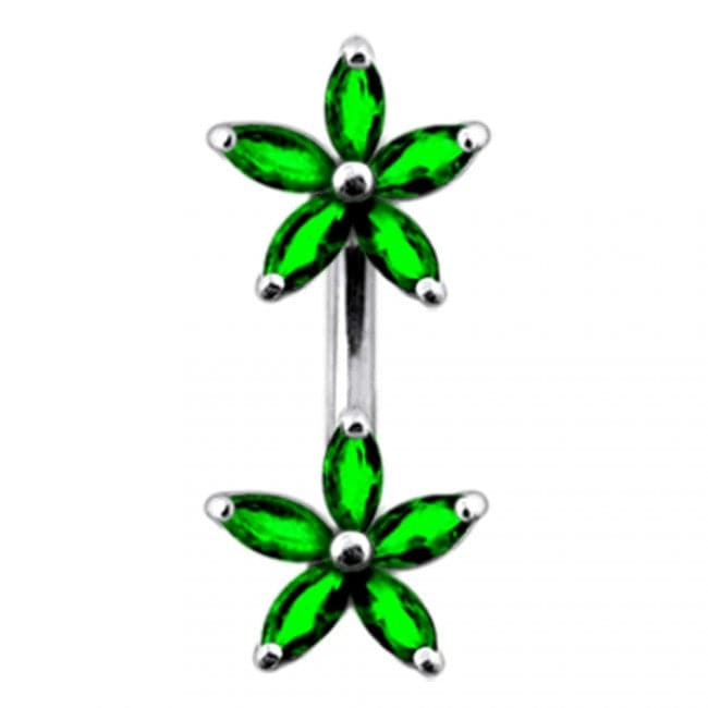 Jewelled Daisies Spinal Belly Button Ring - Monster Piercing