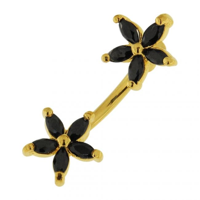 Jewelled Daisies Spinal Belly Button Ring - Monster Piercing