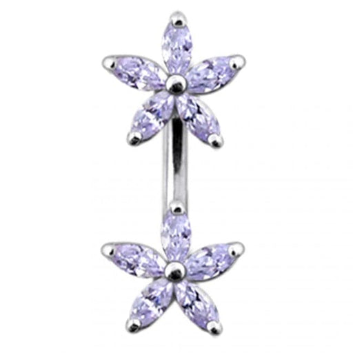 Jewelled Daisies Spinal Belly Button Ring - Monster Piercing