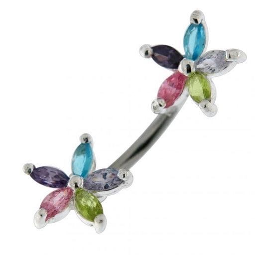 Jewelled Daisies Spinal Belly Button Ring - Monster Piercing