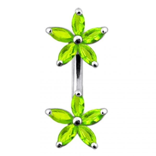 Jewelled Daisies Spinal Belly Button Ring - Monster Piercing