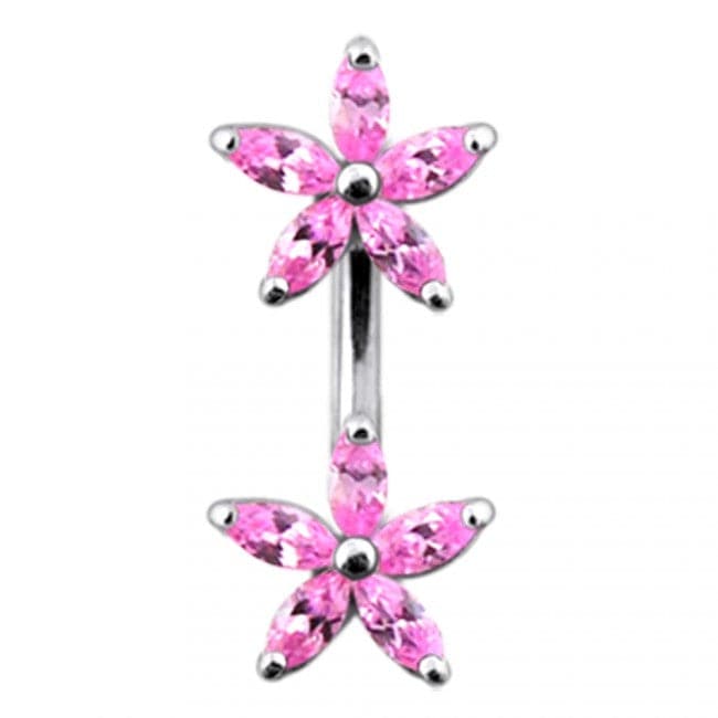 Jewelled Daisies Spinal Belly Button Ring - Monster Piercing