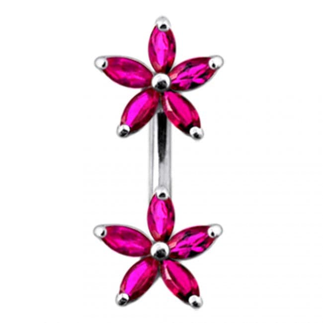 Jewelled Daisies Spinal Belly Button Ring - Monster Piercing