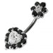 Jewelled Heart & Flower Spinal Belly Button Ring - Monster Piercing