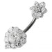 Jewelled Heart & Flower Spinal Belly Button Ring - Monster Piercing