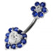 Jewelled Heart & Flower Spinal Belly Button Ring - Monster Piercing