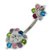 Jewelled Heart & Flower Spinal Belly Button Ring - Monster Piercing