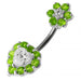 Jewelled Heart & Flower Spinal Belly Button Ring - Monster Piercing