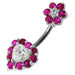 Jewelled Heart & Flower Spinal Belly Button Ring - Monster Piercing