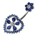 Jewelled Heart Flower Spinal Belly Button Bar - Monster Piercing