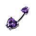 Jewelled Hearts Spinal Belly Button Ring - Monster Piercing