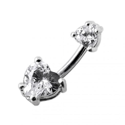 Jewelled Hearts Spinal Belly Button Ring - Monster Piercing