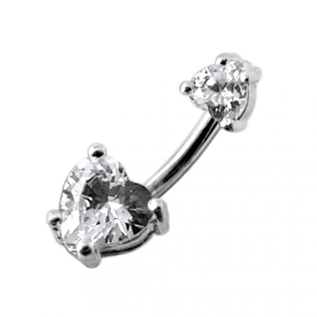 Jewelled Hearts Spinal Belly Button Ring - Monster Piercing