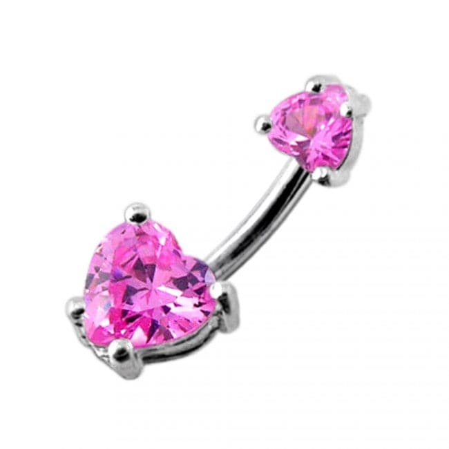 Jewelled Hearts Spinal Belly Button Ring - Monster Piercing